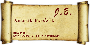 Jambrik Barót névjegykártya